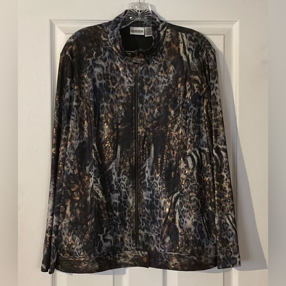 **LAST CHANCE**CHICO’S Mock Turtleneck Bomber Jacket-Size 3 - Picture 1 of 3